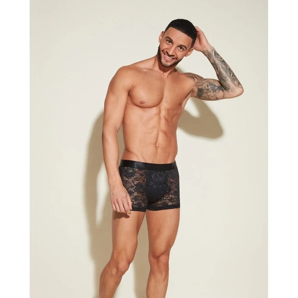 CosaBella Men's  Lace Trunk Soft‎ Stretch Stylish Designer Underwear  Black